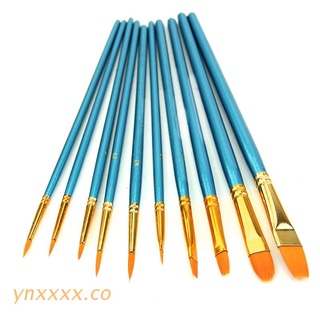 ynxxxx 10Pcs Watercolor Round Pointed Acrylic Tip Nylon Hair Artists Paint Brush Set