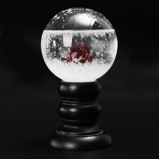 listo stock bola de cristal pronóstico del tiempo tormenta botella de madera base de vidrio decoración del hogar