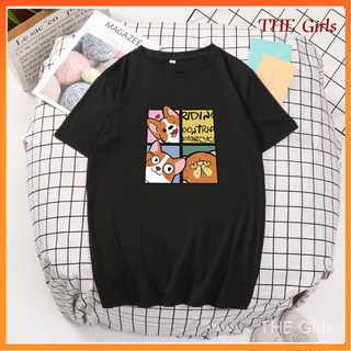 mujer camiseta de manga corta cachorro corgi impresión manga corta cuello redondo top