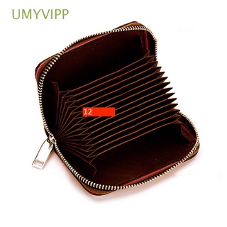 UMYVIPP Bank RFID Leather Wallet Fashion Bag Genuine Leather Wallet Zipper Wallets Women Men Money Case Solid Coin Purse CreditCard Cardholder Business Passport Card Bag