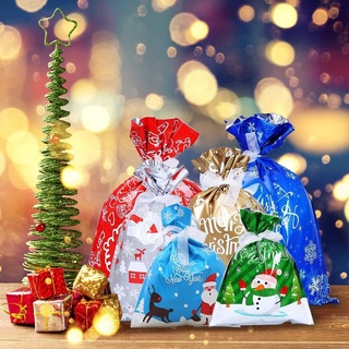Productos de decoración del hogar de navidad/10 piezas Pack de bolsas de embalaje de caramelos de navidad/bolsa de navidad /Cookie, Snack, Treat, panadería, regalos bolsas de almacenamiento para fiestas de navidad suministros/feliz navidad boda decoración del hogar accesorios (2)
