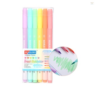 set de 6 colores pincel resaltador bolígrafos pastel rotulador para niños estudiantes adultos artistas para dibujar colorear resaltado diario oficina casa escuela arte suministros (8)