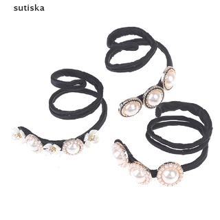 sutiska moda flor perla horquilla bun maker twist diadema perezoso accesorios para el cabello co