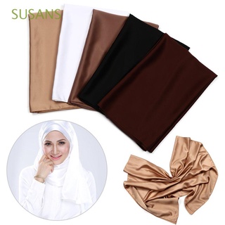 SUSANS 180x70cm Smooth Satin Shawl Matte Effect Women Scarf Muslim Hijab for Women Silk Material Solid Color Breathable Tudung Headscarf/Multicolor