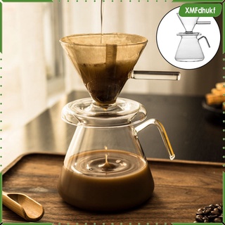 600ml Pour Over Coffee Maker Reusable Glass Carafe Manual Drip Brewer Coffee Pot with Detchable Glass Filter Cup