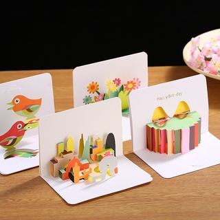 Tarjeta de cumpleaños pequeña tarjeta creativa escultura de papel tridimensional tarjeta de felicitación de negocios de acción de gracias tarjeta de navidad gracias tarjeta de bendición