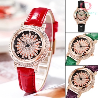 Relojes para mujer con purpurina diamantes de imitación puntero Dial reloj de cuarzo correa PU Casual relojes de pulsera regalo