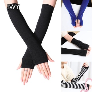Iwy guantes De algodón De Manga larga tejidas sin Dedos largos a rayas