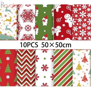 10 piezas de tela de algodón impresa de tela de navidad, tela de costura, tela de acolchado (4)