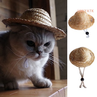 gorra de paja transpirable creativa hecha a mano de verano para mascotas