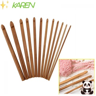 👗 KAREN 💍 12pcs Hot Sell Gancho Mango 3-10mm Bambú Crochet Artesanía Tejido Hilo Aguja