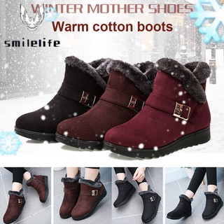 1 par de botas de nieve para mujer, diseño de felpa cálida, antideslizante, transpirable, para invierno (1)
