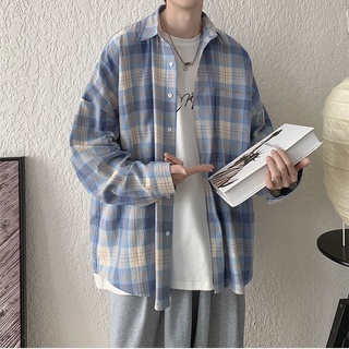 Camisa a cuadros de manga larga para hombres, estilo japonés, estilo Hong Kong, camisa exterior (3)