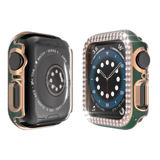Apple Watch caso Bling Diamond Radium tallar funda protectora para iWatch Series 6 SE 5 4 3 2 1 brillante PC marco parachoques para tamaño 38 mm 40 mm 42 mm 44 mm Anti-caída caso de protección (3)