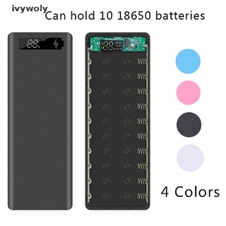 Ivywoly Dual USB DIY LCD Display 10x18650 Battery Case Power Bank Shell Charger Box CO