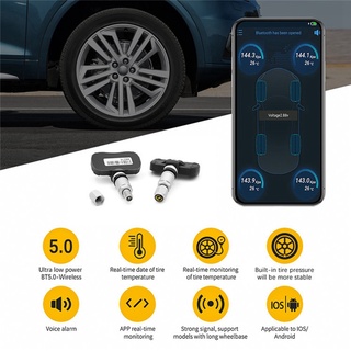 Monitor de presión de neumáticos TPMS para coche BT 5.0 Bluetooth sistema de monitoreo de alarma de presión de neumáticos para sistema Android/IOS