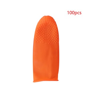 100 guantes antideslizantes para la yema de los dedos de látex, color naranja, impermeable, transpirable, antiestático
