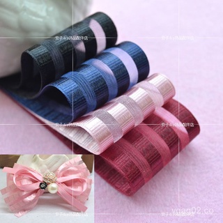 38MMCorreas de cinta de seda de tira de hilo de rayas brillantes coreanas Material de horquilla de lazo hecho a mano DIYAdorno Accesorios