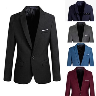 Los hombres de la moda Slim Fit Formal de un botón traje Blazer abrigo chamarra Outwear Top (1)
