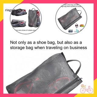 [Re] Bolsa de viaje gris oscuro de malla de viaje zapato cremallera bolsas de almacenamiento de ropa para exteriores