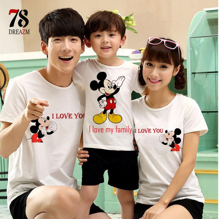 Mickey Mouse Kid/pareja/I love Family camisetas ropa familiar Tee Tops niño