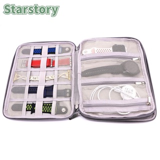 starstory - caja de reloj portátil para auriculares, bolsa de almacenamiento, correa de reloj, organizador de viaje, cable usb, soporte multicolor