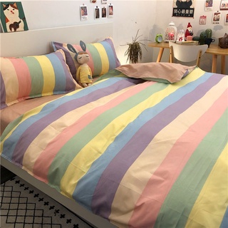 Color arco iris 4 en 1 conjuntos de ropa de cama dormitorio dormitorio edredón cubierta plana sábana funda de almohada