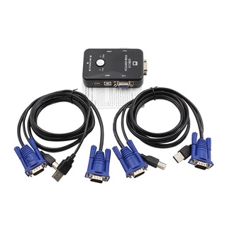 amp* Switcher 2-Port USB2.0 KVM Switch Box Mouse/Keyboard/VGA Video Monitor 1920x1440