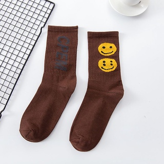 Tianyun Hip Hop calcetines de Tubo medio estampado de letras impresas para hombre/multi Hop para adultos/cara sonriente (6)