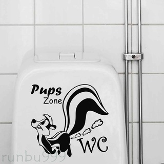 [runbu999] Pegatinas de pared de la zona de cachorros baño cuarto de baño habitaciones de dibujos animados Animal ardilla pegatinas extraíbles decoración del hogar puerta papel pintado