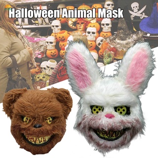 conejo blanco conejo oso dientes sangrientos espeluznante máscara de miedo disfraz de halloween cosplay