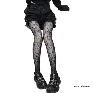 Ent gótico Punk mujeres negro malla rejilla pantimedias araña Web estampado medias medias lencería Halloween disfraz disfraz accesorio