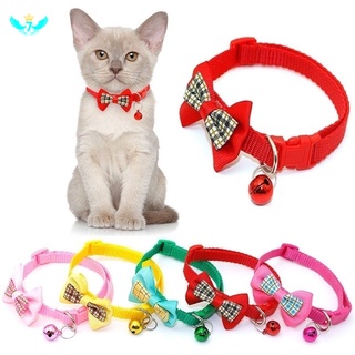WF Bowknot Collar De Gato Con Campanas Hebilla Ajustable Pequeño Perro Cachorro Gatito Collares Accesorios Para Mascotas Encaje Con Campana Lindo