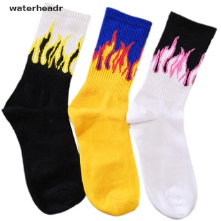 (waterheadr) 1 par unisex flame fire hip hop harajuku calcetines skateboard mujer street calcetines en venta (1)