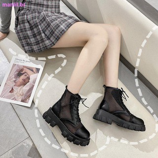 Negro Martin botas de las mujeres s verano de malla delgada de malla transpirable botas de malla hueco sandalias sandalias salvaje de suela gruesa alta bo