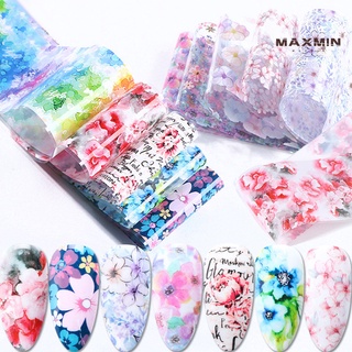 maxmin 10Sheets DIY English Floral Print Nail Art Sticker Transfer Decal Manicure Decor