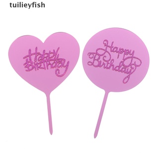 tuilieyfish 1pc feliz cumpleaños acrílico decoración para tartas decoración de tartas (2)