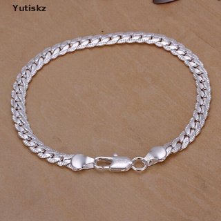Yutiskz pulsera De cadena De serpiente chapada en plata De 5 mm De ancho para hombre