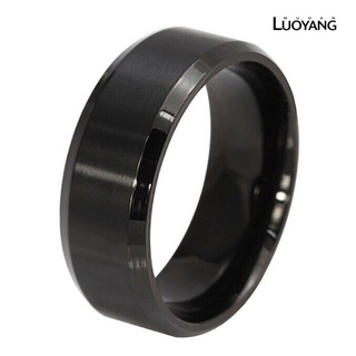 [luoyang] anillo de acero de titanio de 8 mm para hombres, joyería de compromiso, color negro