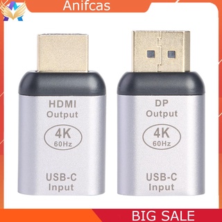 Ac-usb tipo C a HDMI compatible con DisplayPort DP adaptador 4K 60Hz hembra a macho convertidor