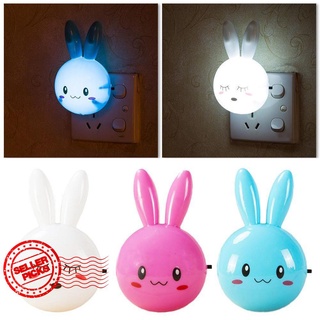 Dibujos animados conejo LED luz de noche AC110V-220V interruptor de pared de la noche de la lámpara de regalos con enchufe de la lámpara de ee.uu. para M3J2