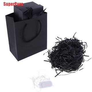 Cajas de regalo negro puro empaquetado plano caja de regalo bolsa cálida luz LED 20G negro rafia decoración