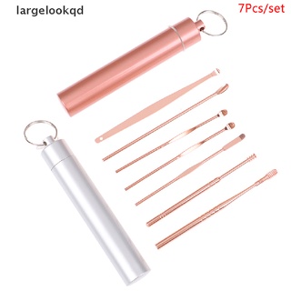 *largelookqd* 7 unids/set de acero inoxidable espiral oreja cuchara limpiador de cera de oreja kit de herramientas de venta caliente