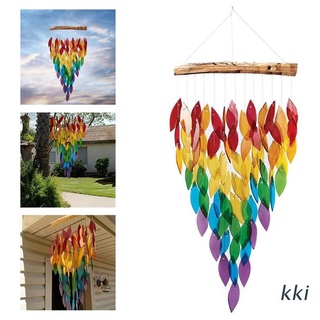kki. estilo natural hoja de arce campanillas de viento adorno vintage multihojas colgante de pared (1)