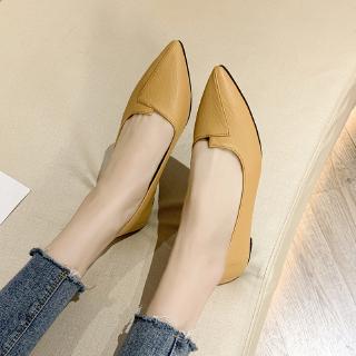 Las mujeres negro puntiagudo pisos/ Irregular Casual zapatos de cuero para las señoras/coreano zapatos de goma (6)