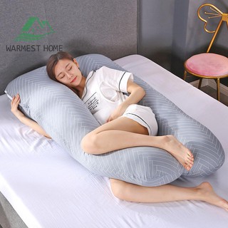 Cálida U en forma de embarazo dormir lateral mujeres embarazadas rayas apoyo para dormir almohada suministros para el hogar