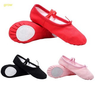grow baby girl lona algodón ballet pointe zapatos de baile gimnasia zapatillas yoga pisos