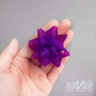 (1 Pieza) cinta de regalo de flores con purpurina transparente, 5 cm, color morado