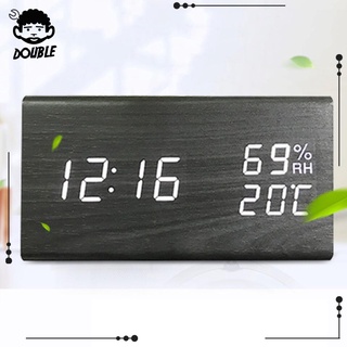 [Doble] reloj despertador Digital grande de madera temperatura portátil dormitorio relojes de mesa