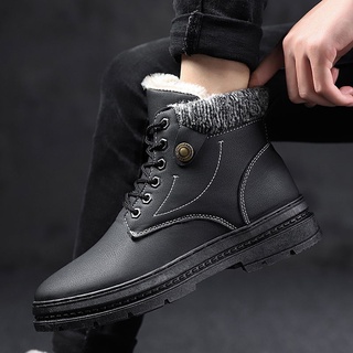 Noreste de algodón zapatos de los hombres de la temporada de invierno botas de nieve de los hombres más terciopelo grueso caliente Martin botas de los hombres casual botas de alta